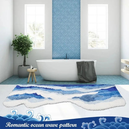 Aesthetic Wave Tufted Rug – Havsinspirerad Mjuk &amp; Halkfri Matta