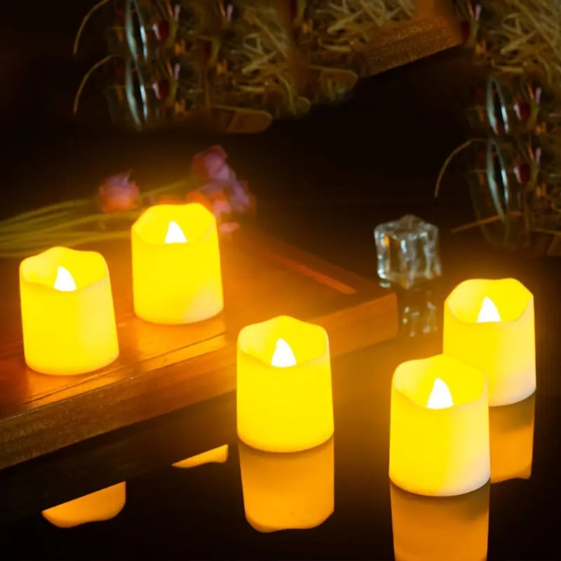 Halloween &amp; Jul LED Teeljus Set – 24 flamefria ljus med glitter &amp; varmt ljus