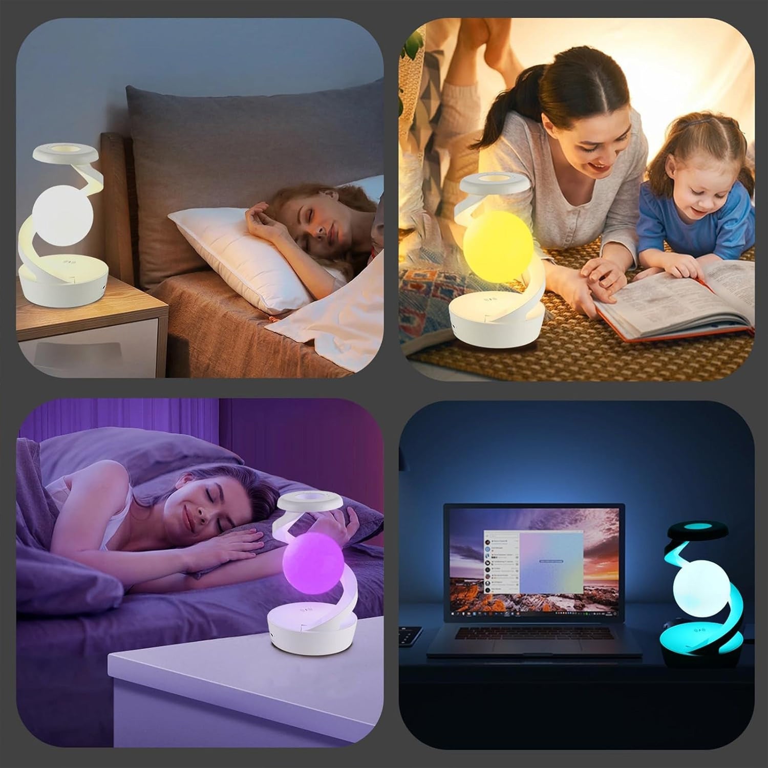 GestureGlow - RGB LED Skrivbordslampa med Trådlös Laddning