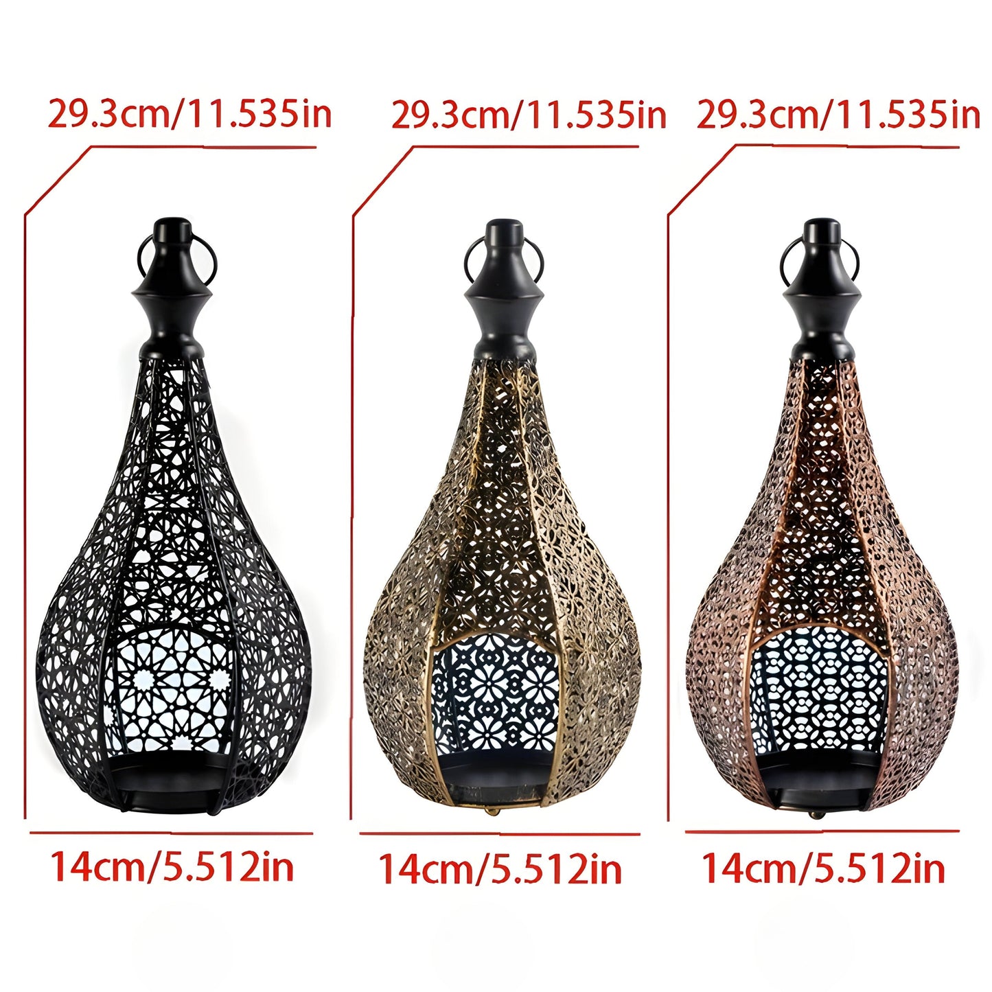 MoroccanGlow Ljuslykta - Vintage Metall Ljusställningslykta