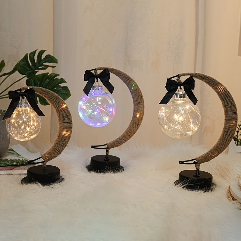 LunarGlow - Smidesjärn Månlampa Med LED-boll