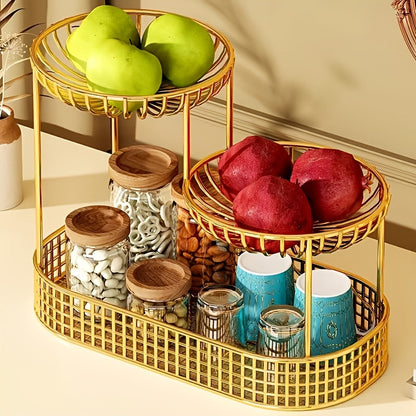GoldenTier 3-Tier Fruktkorg – Elegant och Praktisk