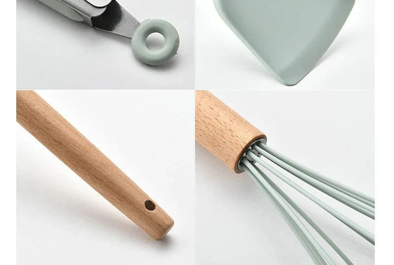 Royallure Trähandtag Kökredskapsset – Hållbart Hårdträ för Värme-säker, Icke-repande Matlagning