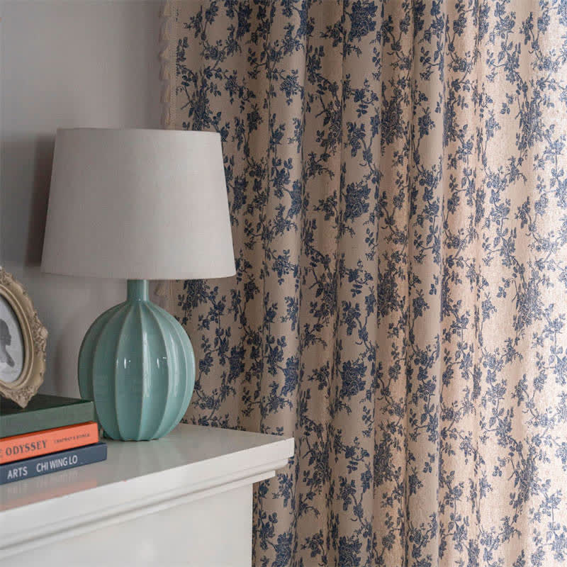 Retro Orchid Franjeförsedda Ekologiska Linne Ljusfilter Gardin