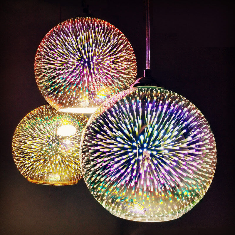 Innovativ 3D Färgglad Fyrverkeriglas Hängande Lampa med 1 Ljuskälla