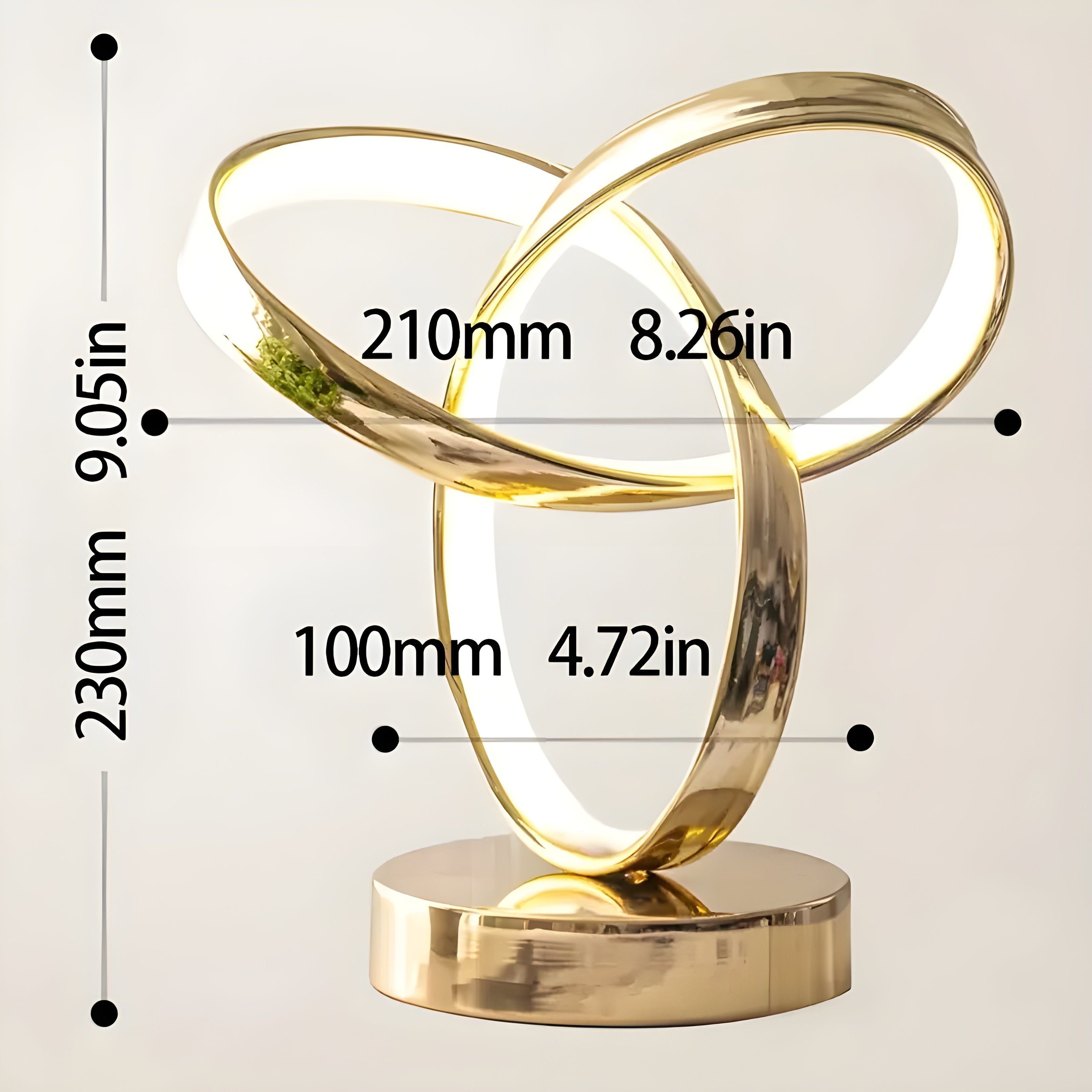 MöbiusGlow Lampa - Lyxig Guldig Möbius-ring Skrivbord-Läslampa