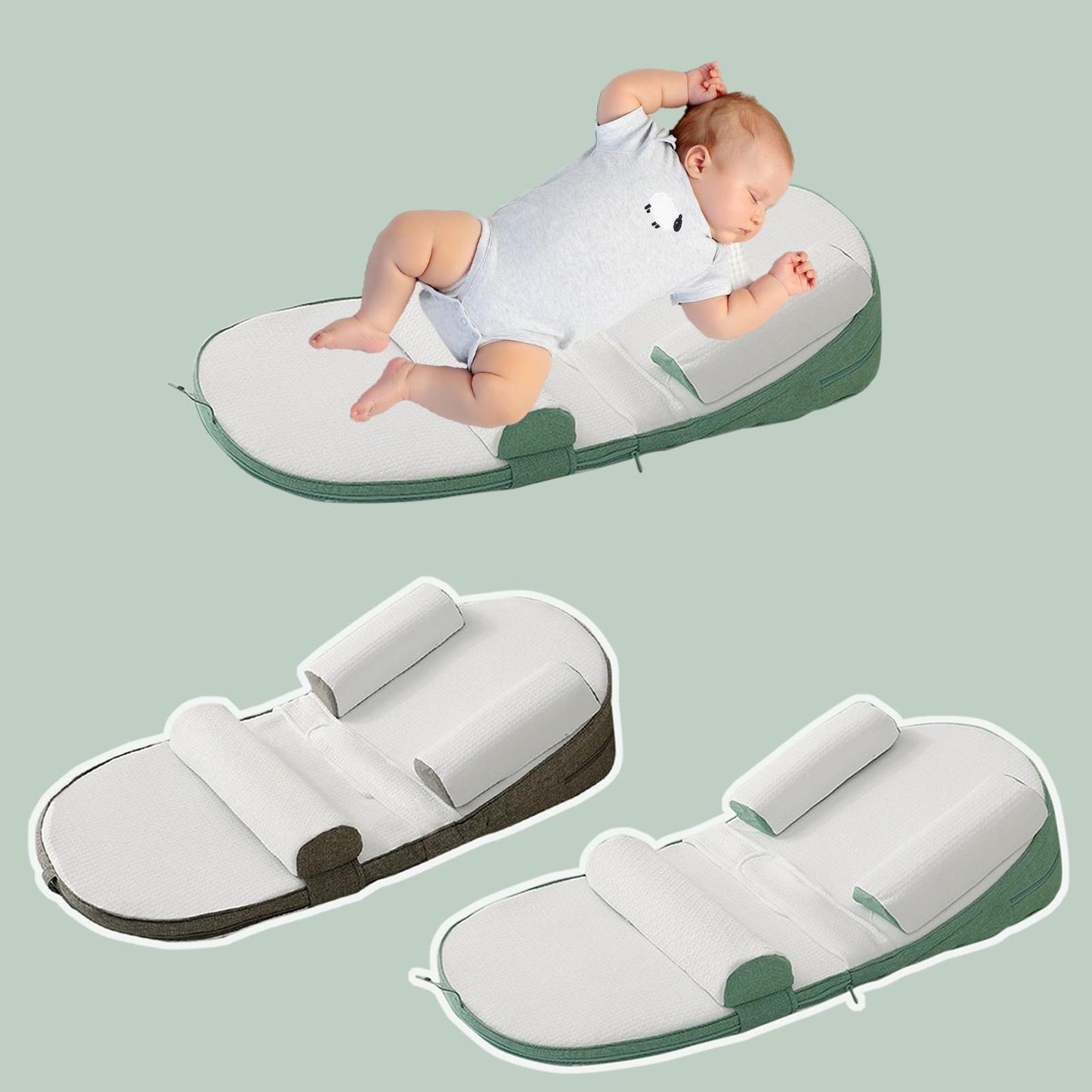 RoyaleGlow Baby Wedge Sido Sova Kudde Säng Reflux Anti Rulla Nyfödd Säng