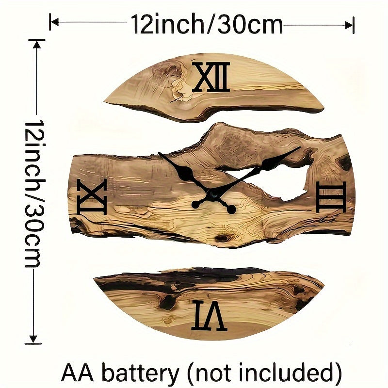 RustiqueClock - Stille akryl väggklocka med träådring