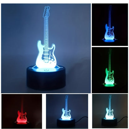 MusicGlow - 3D Gitarr LED Nattlampa med Flerfärgad Stämningsbelysning
