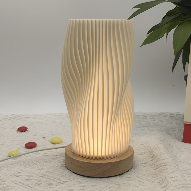 CozyLight - LED Nattlampa med Träfot, USB Driven, Dimbar