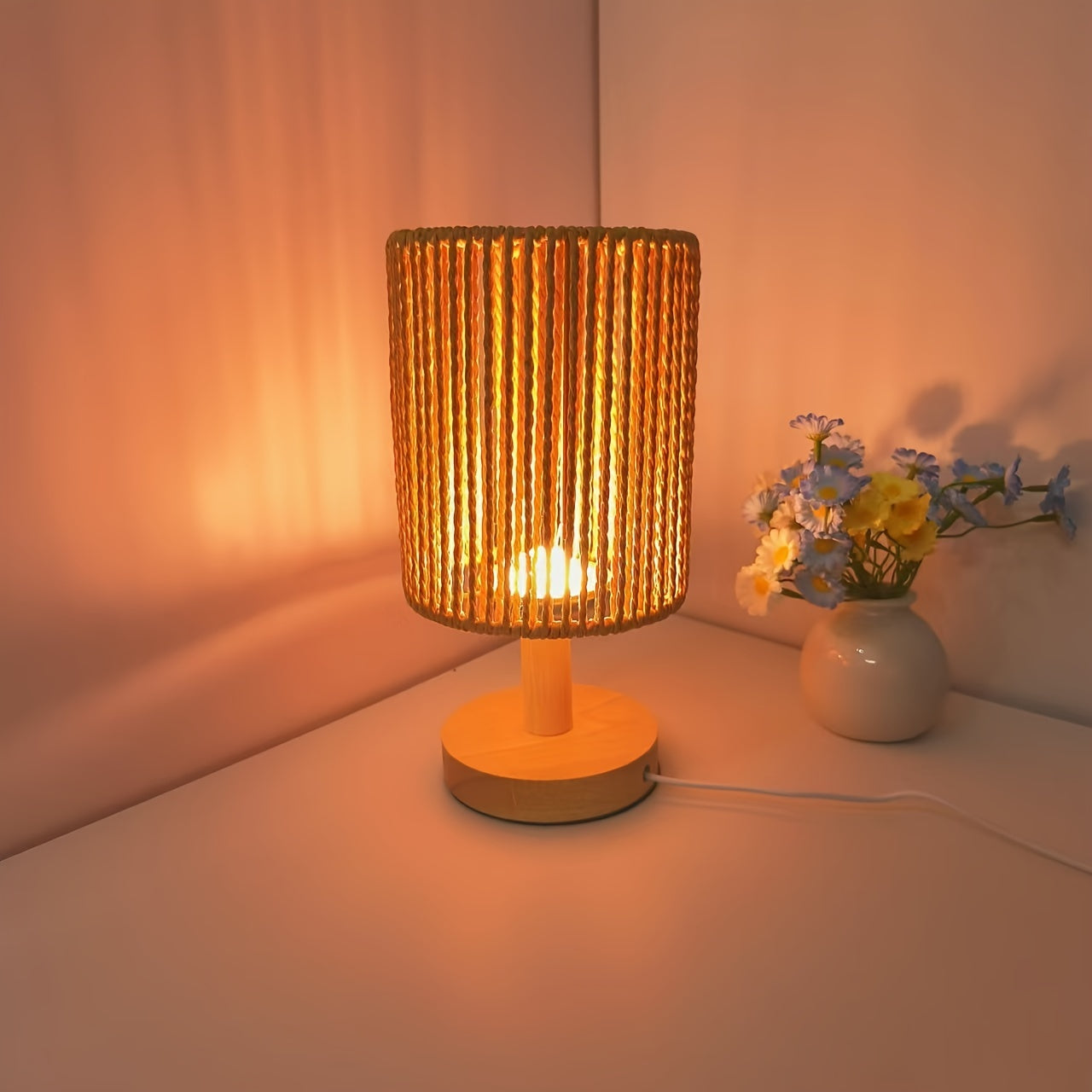 BarrelGlow - Trä-byrålampa med randmönster