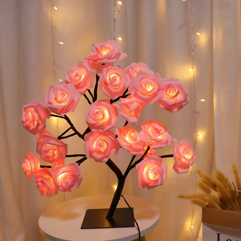RozenLicht - LED Blomsterbordslampa med USB, Stämningsbelysning