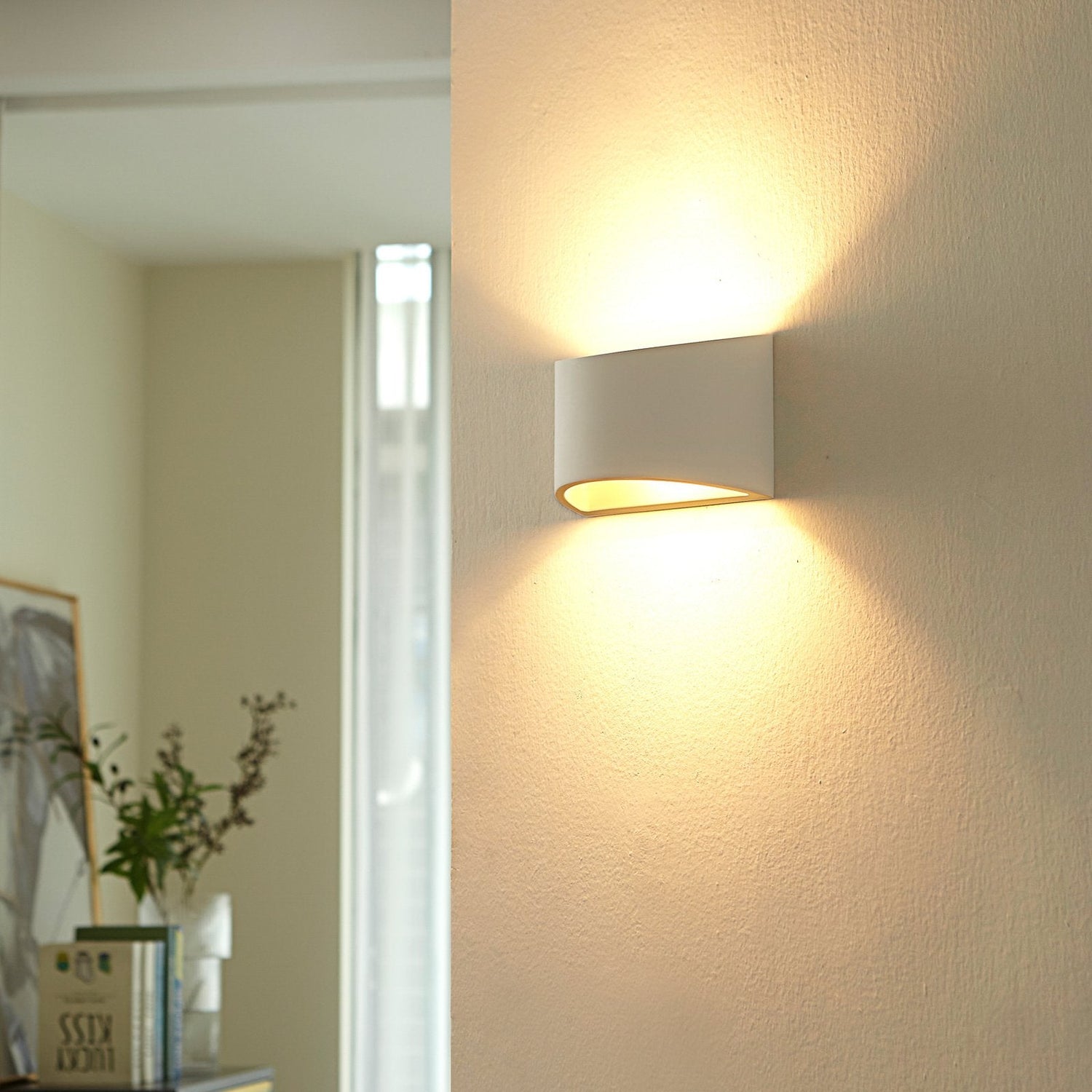 Vägglampa Vit Gips Upplight Downlight Armatur