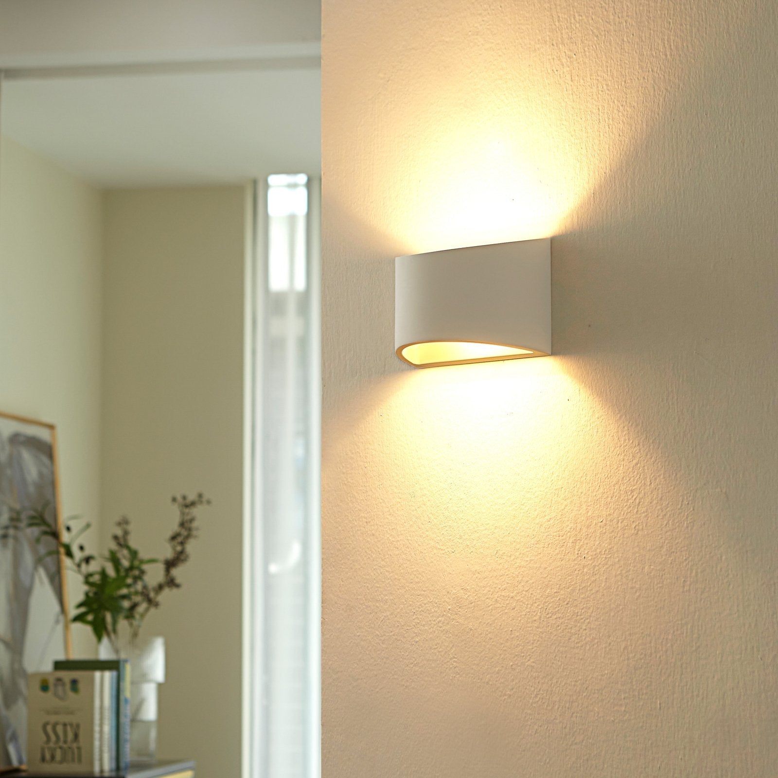 Vägglampa Vit Gips Upplight Downlight Armatur