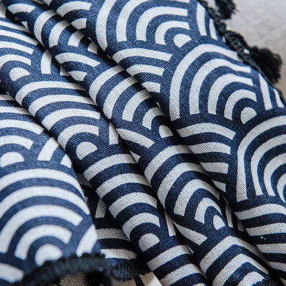 Fiskfjäll Semi Blockout Tassel Gardin i Marin Bomull