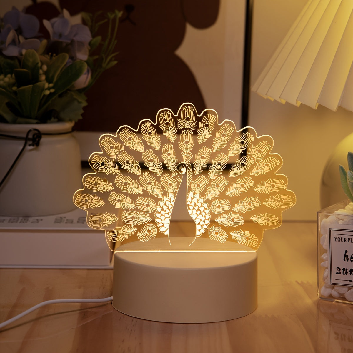 LumiPauw - Kreativ USB-driven LED Skrivbordslampa, Modern Påv Nattlampa