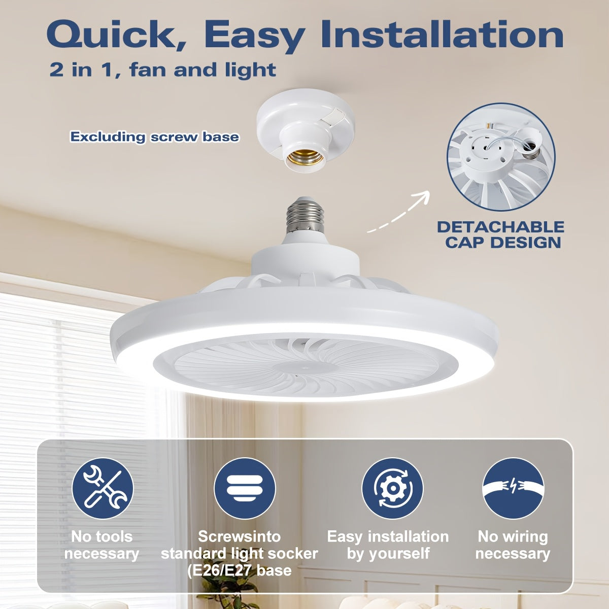 LED Smart Fan Lamp – Dimbar och Tyst