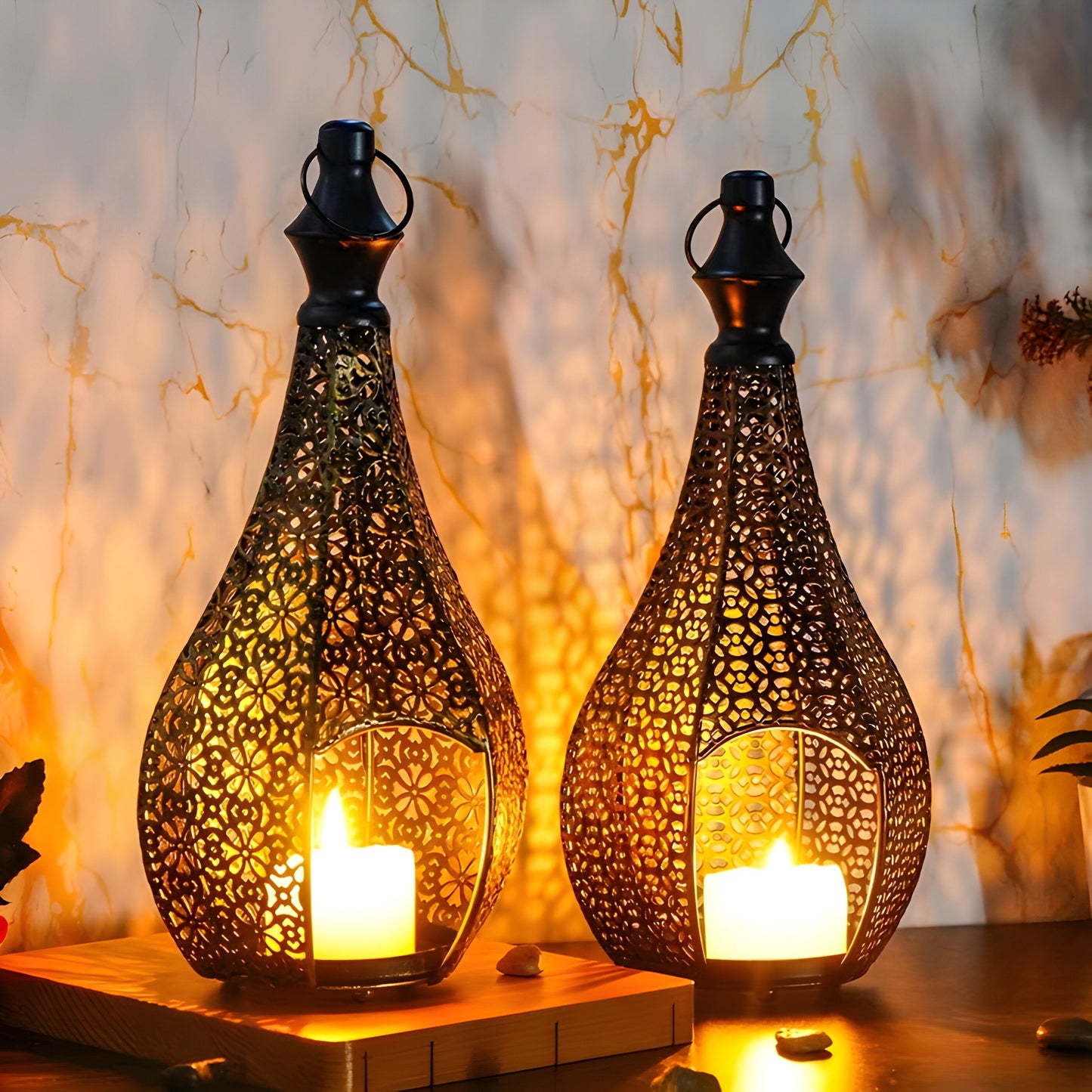 MoroccanGlow Ljuslykta - Vintage Metall Ljusställningslykta