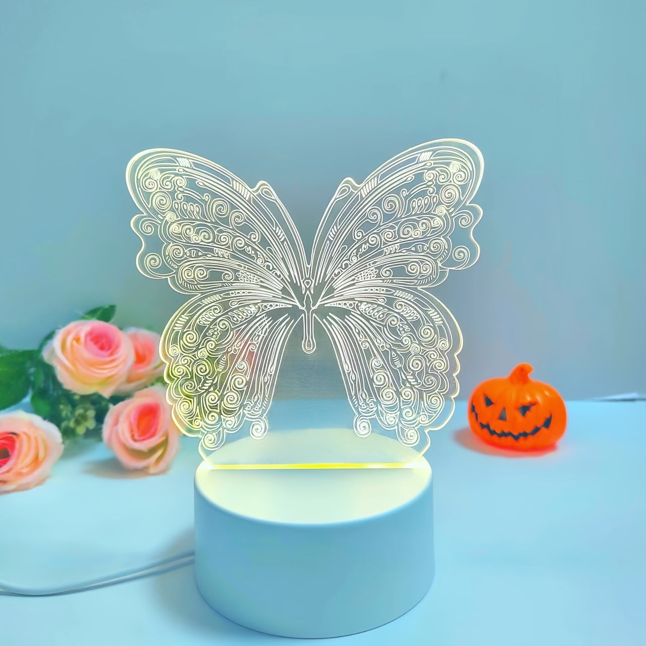 ButterflyGlow - 3D LED Nattlampa med Geometrisk Design