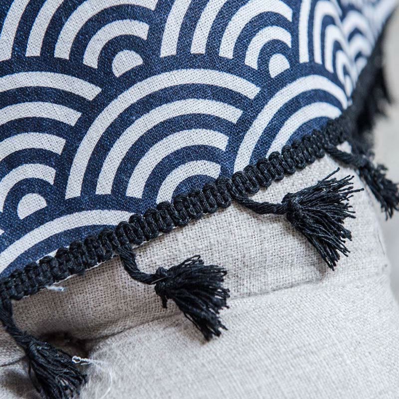 Fiskfjäll Semi Blockout Tassel Gardin i Marin Bomull