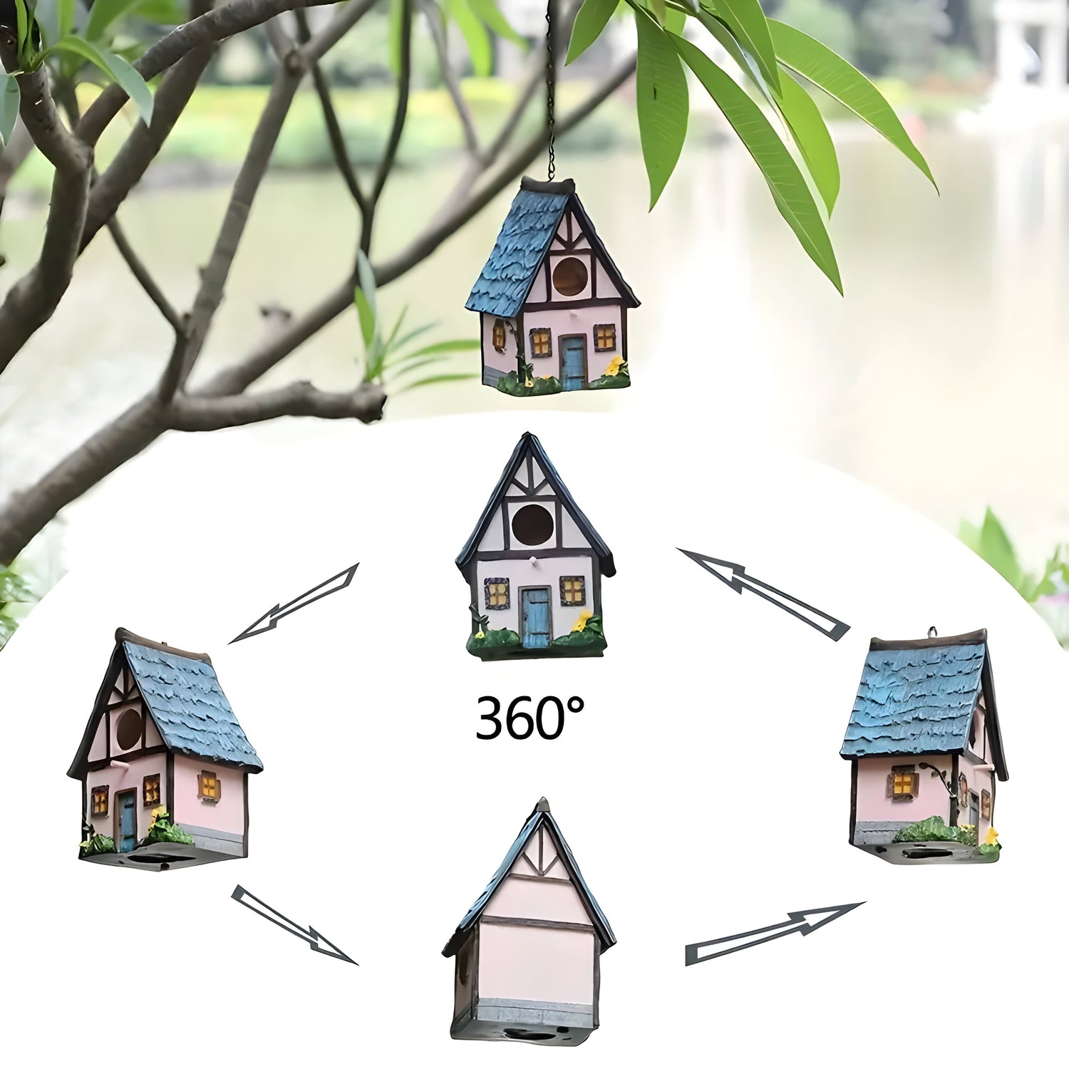NestHaven Bo Nest - Rustik Trädgårds Hängande Fågelhus