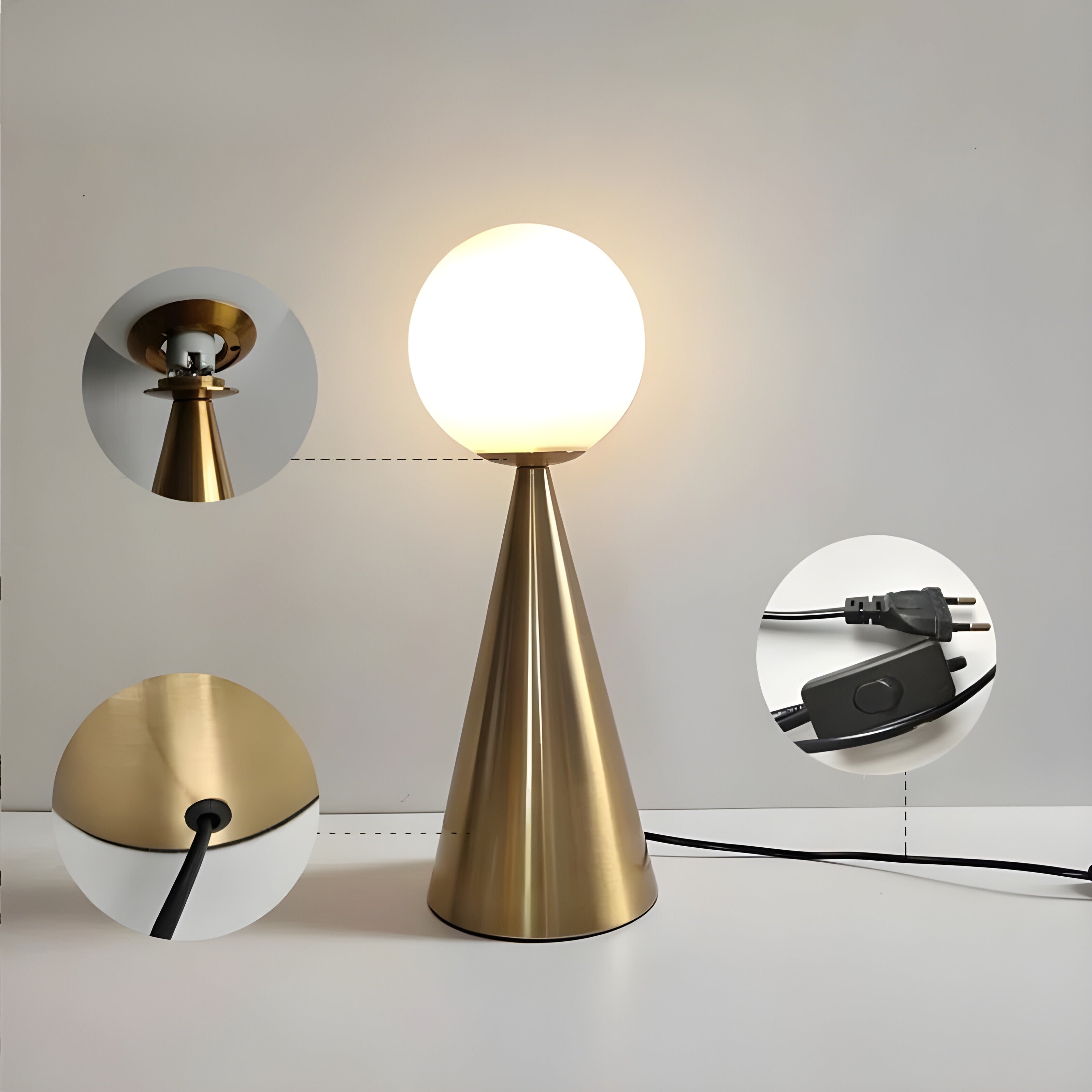 LuxeCone Light - Dekorativ kegellampa i guldglas
