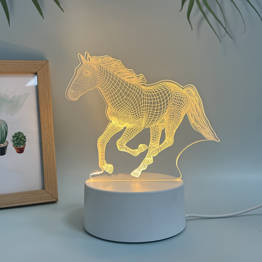 DierenLicht - Geometrisk Häst Nattlampa, USB-driven LED Bordslampa