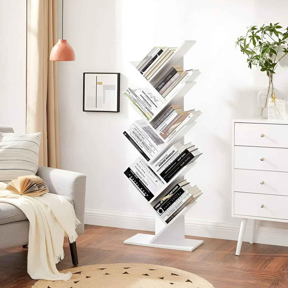 TreeStack Regal – 8-tiers trähylla