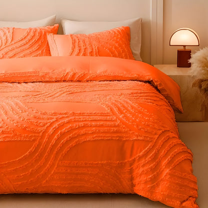 PureHaven Duvet-set - 3 delar Lyxig Randig Klippt Sängöverdrag