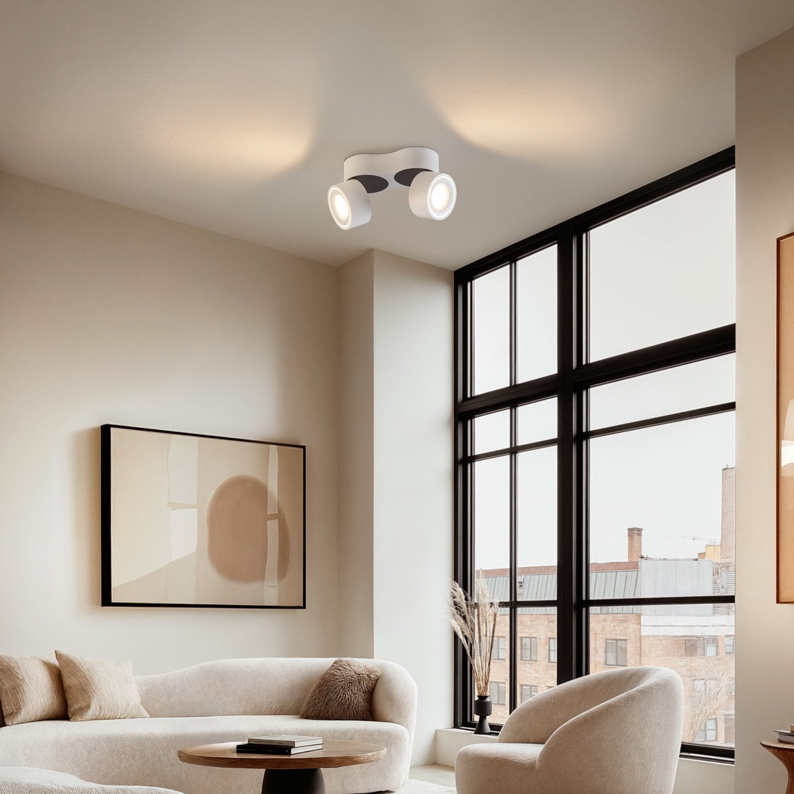 Taklampa med dubbla justerbara spotlights