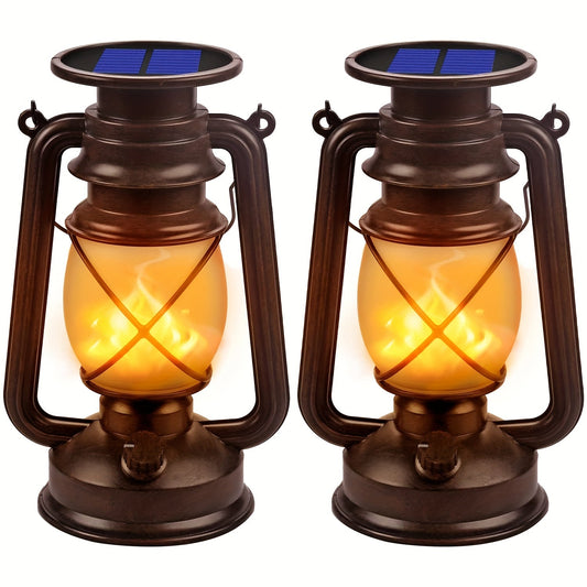 Carvallo Solar-Lampor i vintage-stil 2-pack | Fladdrande LED-ljus | Väderbeständiga & Energieffektiva | 37 cm Höjd