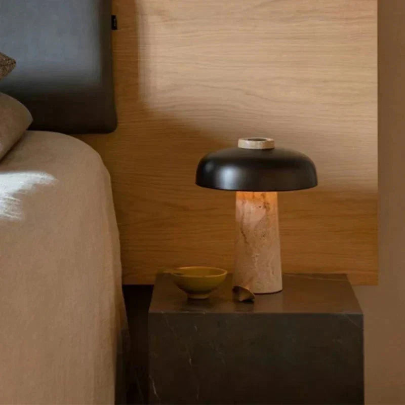 Travertine Lampa med Natursten Bas