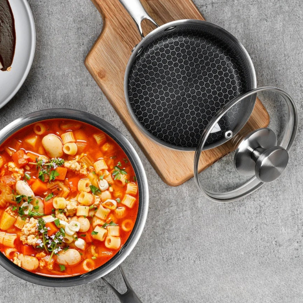 Modern Kastrull i Rostfritt Stål med Glaslock