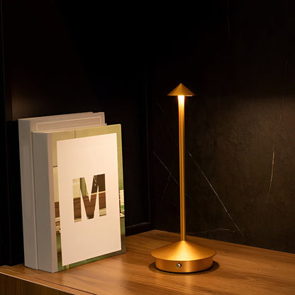 LuminZen - Modern Bollarformad Skrivbordslampa med RGB Färgförändring och Trådlös Laddning