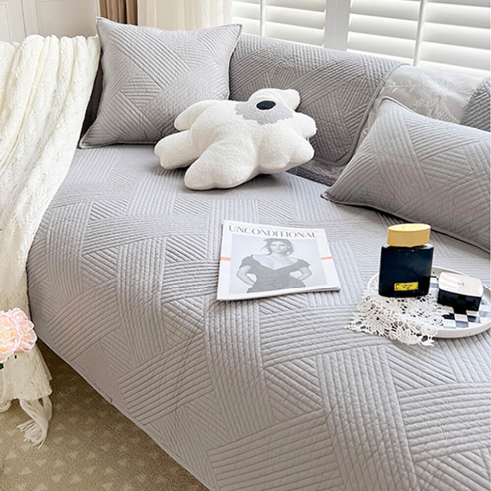 Minimalist All-Season Solid Cotton Geometric Sofföverdrag