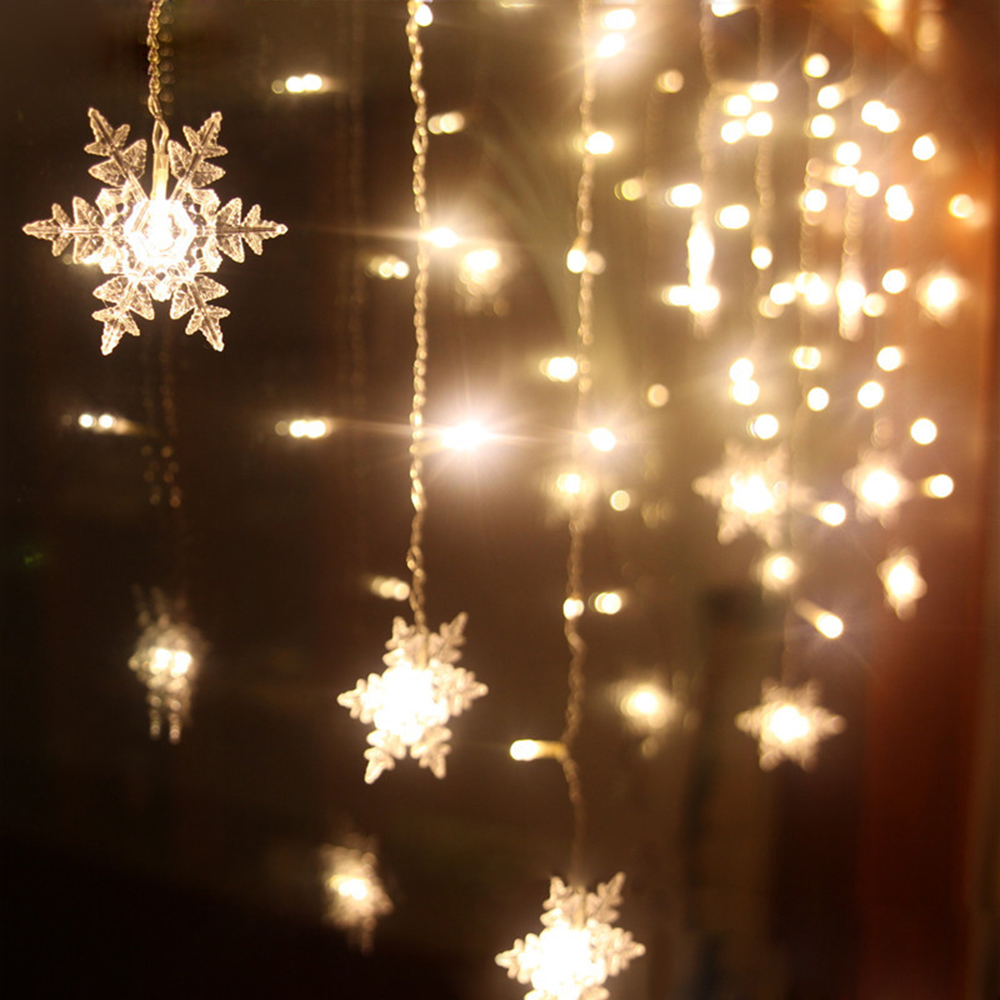 LED ljusslinga med snöflingor – Färgglada dekorationljus för jul och festdekoration