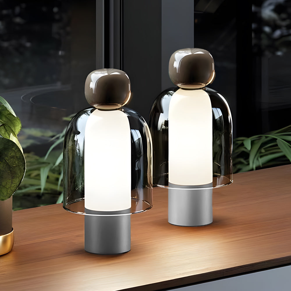 Easy Peasy - Klar glas uppladdningsbar batteri bordslampa med LED steglös dimning