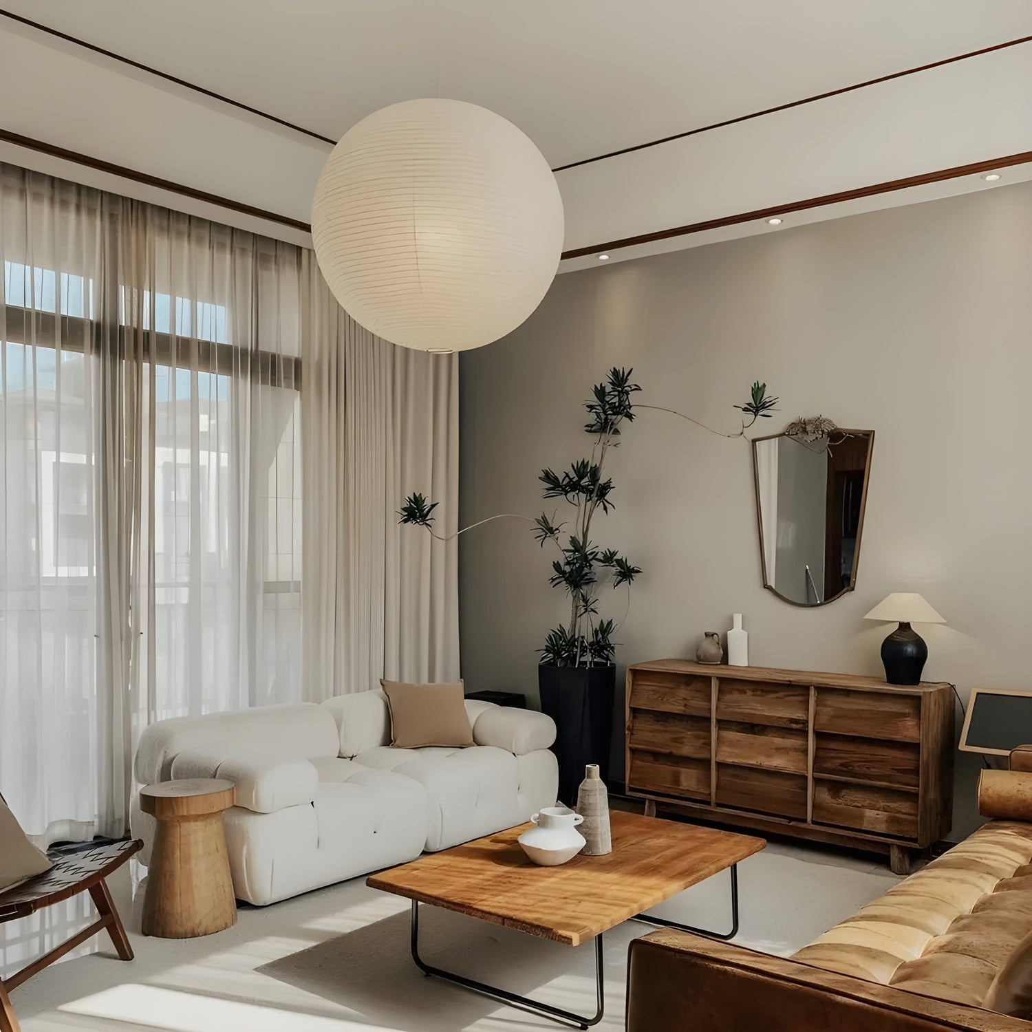 Hängelampa av rispapper – Dekorativ japansk stil för vardagsrum