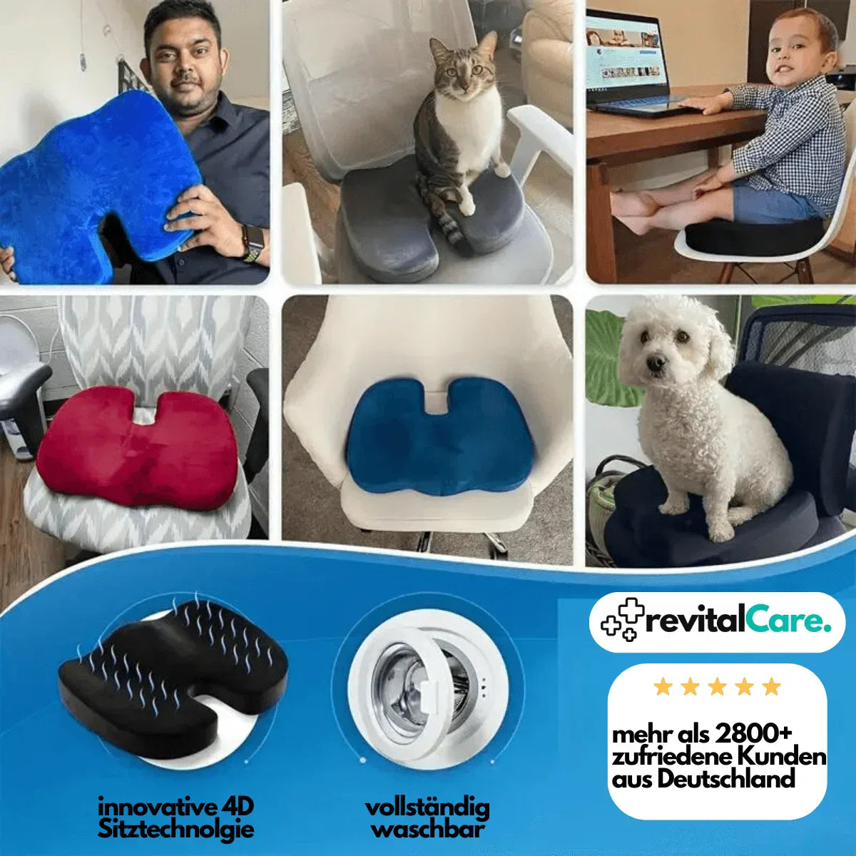 Ergonomisk 4D komfort sittkudde med ortopediskt stöd