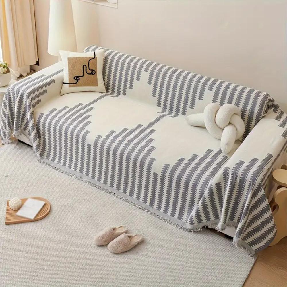 Modern Monochrome Feather Sofa Cover