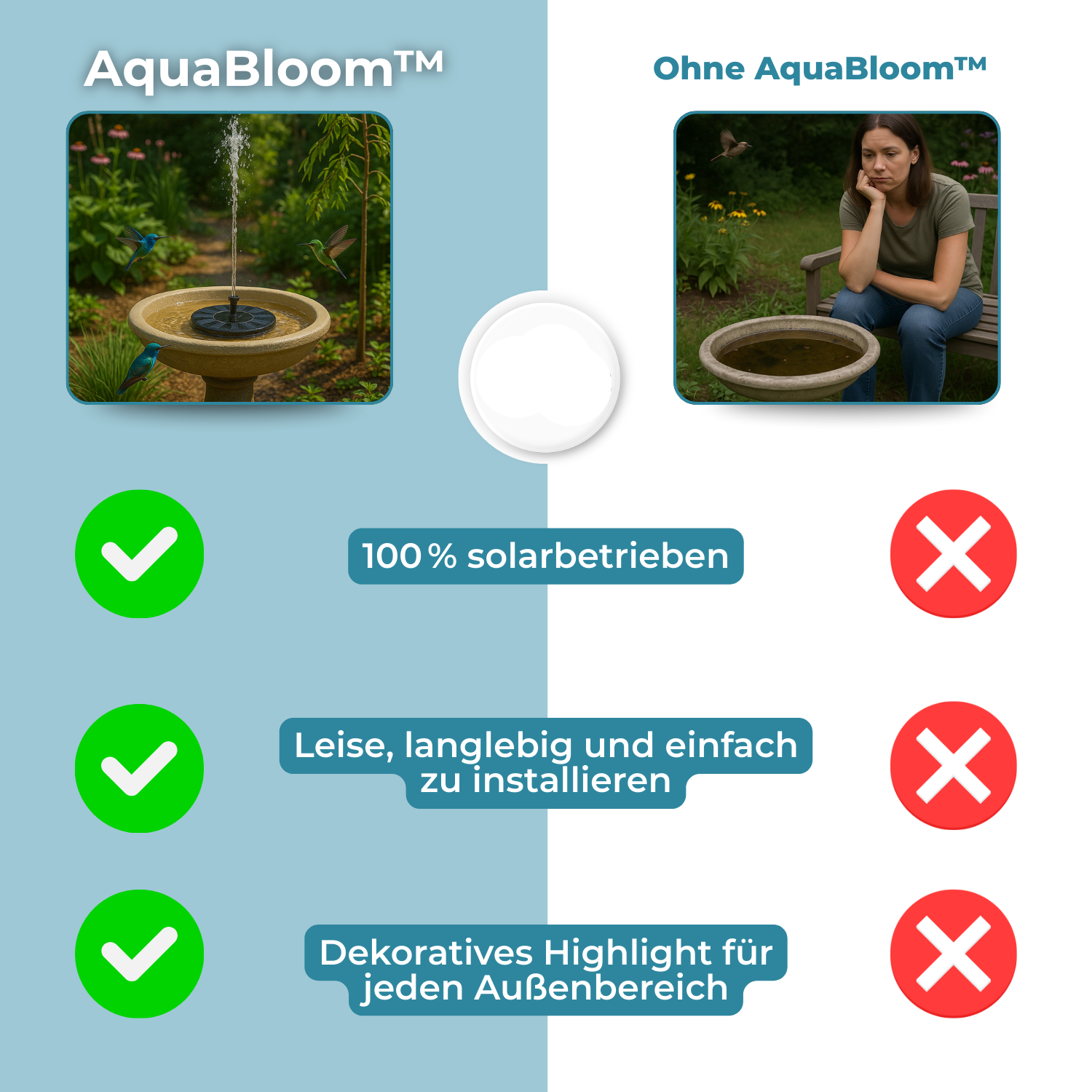 AquaBloom™ – Solart fontän för lugn och elegans i trädgården