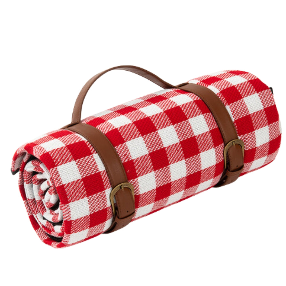 Vändbar rutig bomulls-picknickfilt