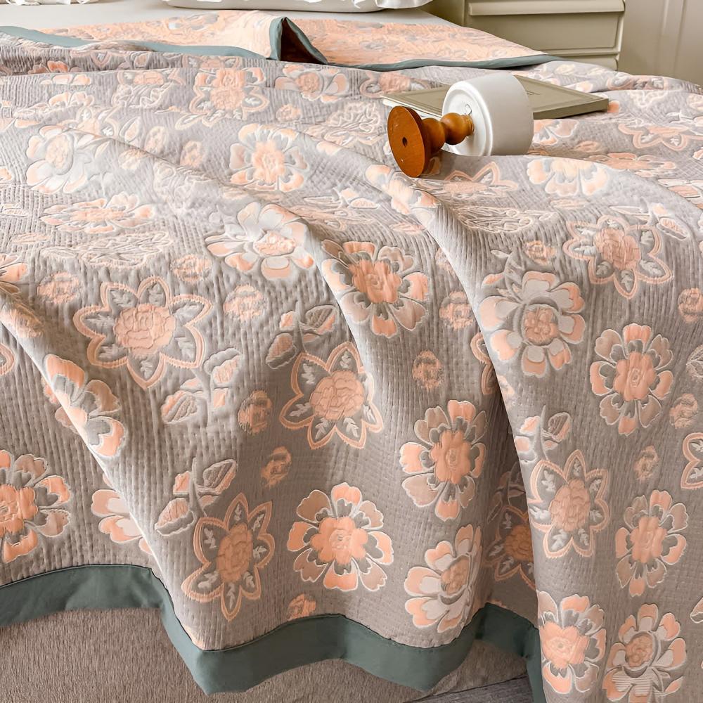 Retro Blomma Sommar Bomull Gasväv Täcke