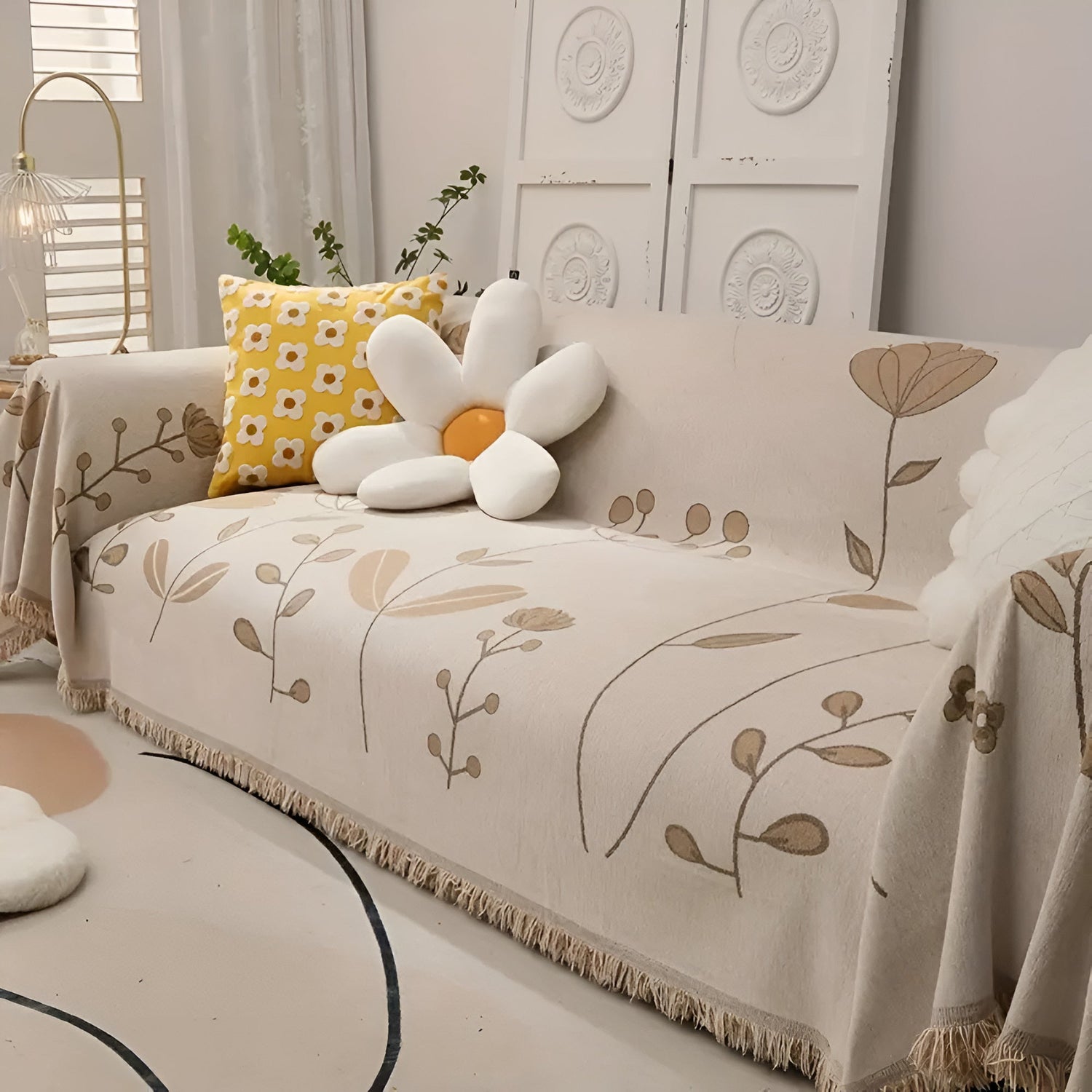 Modern Bloom Vändbar Sofatak täcke