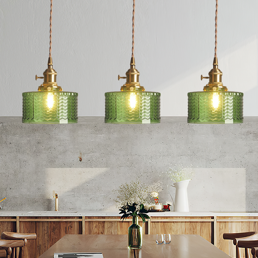 Cylinder Glass Pendant Light | Vintage Elegance | Justerbar Höjd 59" | Varm Glöd för Moderna Hem | Brick by Brick