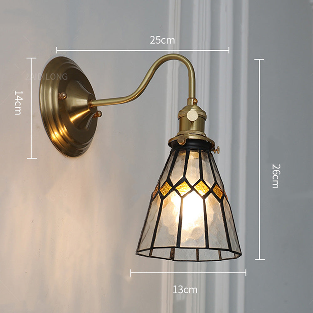 Vägglampa med vintage glas skugga armatur