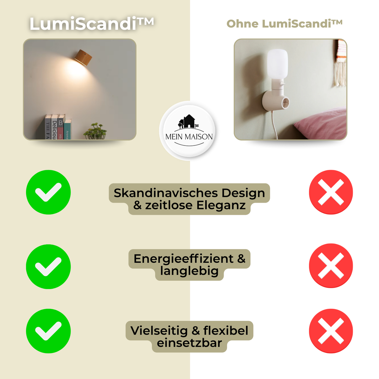 Carvallo LumiScandi | Trådlös & Återuppladdningsbar | Skandinavisk Design | Ekträ