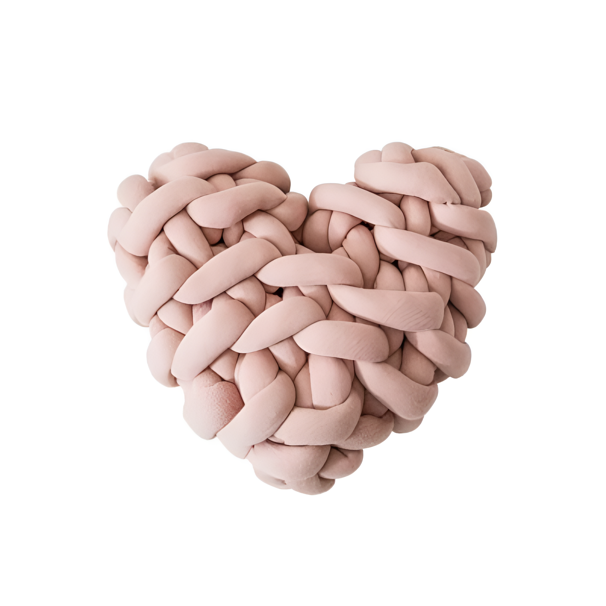 Plush knotted heart-shaped cushions