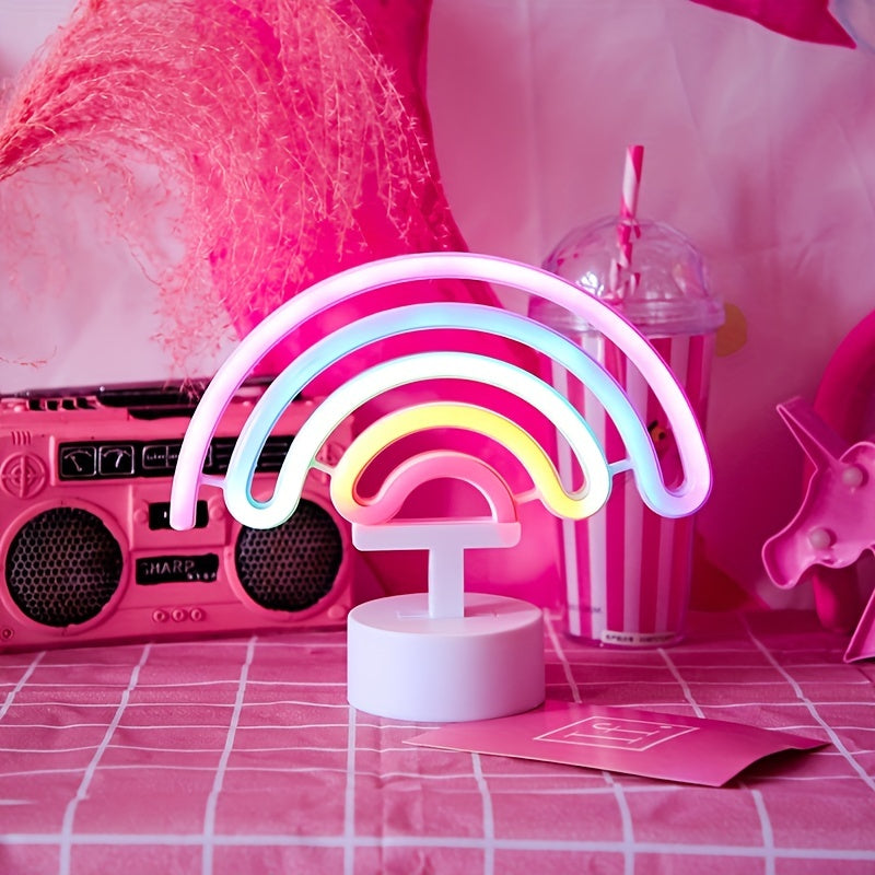 RainbowGlow - Söt Regnbågs Neonljus med Lampfot