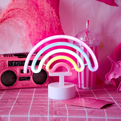 RainbowGlow - Söt Regnbågs Neonljus med Lampfot